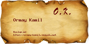 Ormay Kamil névjegykártya
